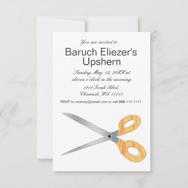 Invitation Upshernish Upshern Upsherin Invitations (Devant)
