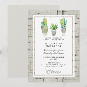 Invitation Urban Spanish Hacienda Watercolor Cactus Succulent