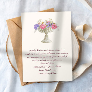 Invitation Urne de jardin toscan romantique avec fleurs de ma