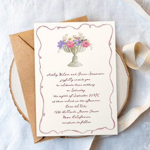 Invitation Urne de jardin toscan romantique avec fleurs de ma