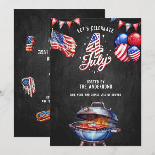 Invitation USA 4 juillet BBQ Food and Dracks Party
