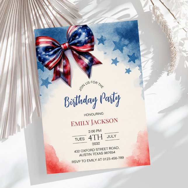Invitation USA 4 juillet Bow Anniversaire (Créateur téléchargé)