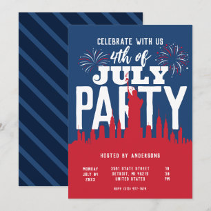 Invitation USA 4 juillet Feu d'artifice Colorée