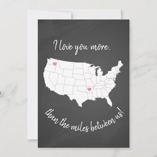 Invitation USA Je t'aime plus que les kilomètres qui nous sép (Devant)