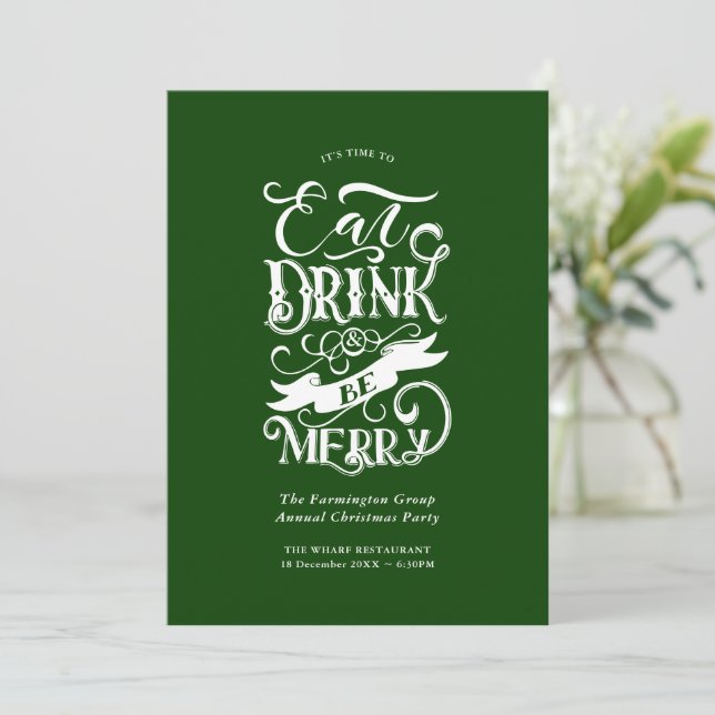 Invitation Vacances annuelles manger Boire Be Merry Green (Debout devant)