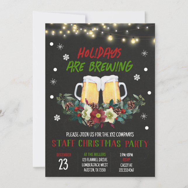 Invitation Vacances brassent Bière fête de Noël (Devant)