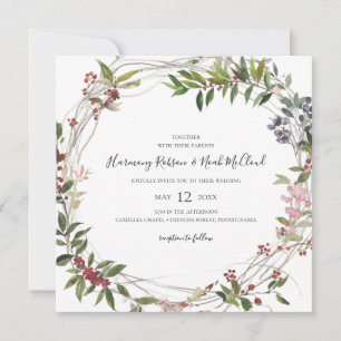 Invitation Vacances Chic Botanique   Mariage Carré blanc