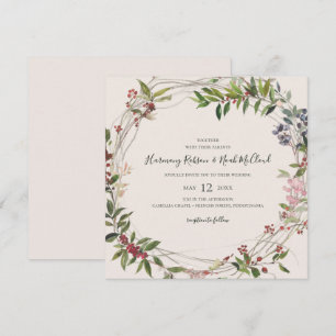 Invitation Vacances Chic Botanique   Mariage Carré Champagne