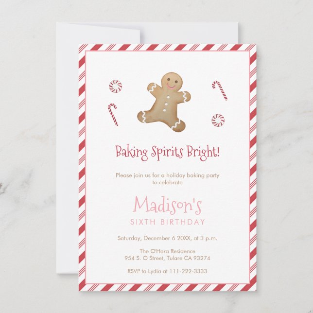 Invitation Vacances Cute Gingerbread Baking Anniversaire En (Devant)