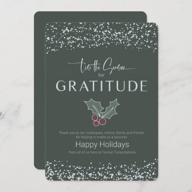 Invitation Vacances d'affaires vertes à l'épicéa d'argent mod (Devant / Derrière)