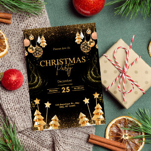Invitation Vacances de Noël Gold Editable