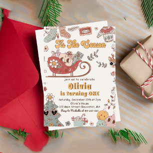 Invitation Vacances de Noël hiver Retro Anniversaire Super