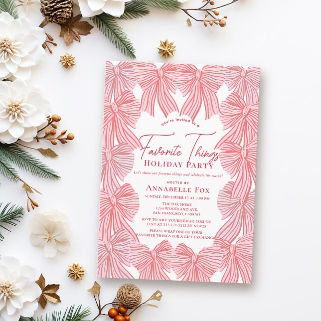 Invitation Vacances de Noël Red & Pink Bows (Créateur téléchargé)