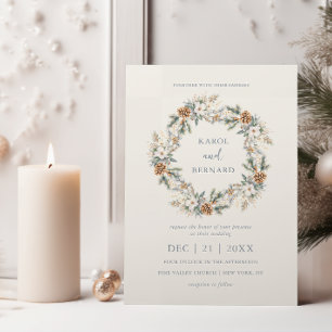Invitation Vacances de Noël Wreath d'hiver Mariage