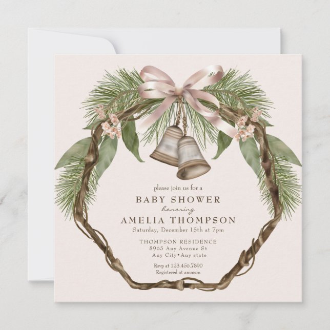 Invitation Vacances d'hiver | Baby shower Boho (Devant)