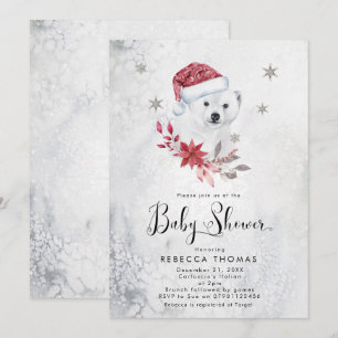 Invitation vacances d'hiver baby shower de l'ours polaire