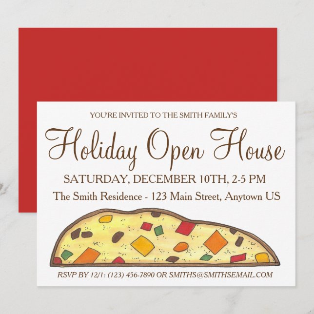 Invitation Vacances d'hiver Open House Christmas Biscotti (Devant / Derrière)
