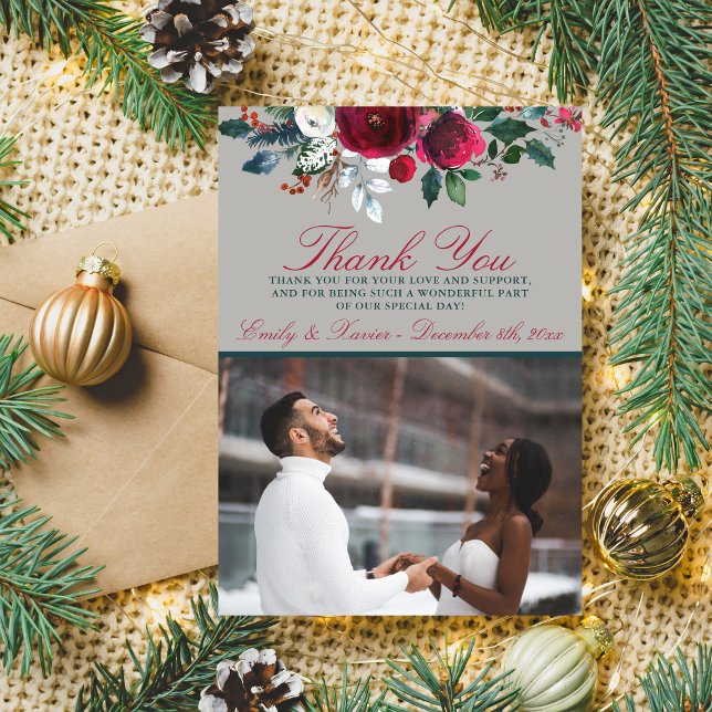 Invitation Vacances florales d'hiver Noël Merci décembre (Créateur téléchargé)