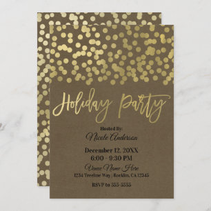 Invitation Vacances Gold Script Moderne Chic Rustique Kraft