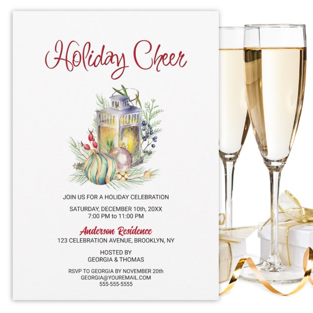 Invitation Vacances Lanterne et Baubles Fête (Créateur téléchargé)