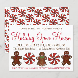 Invitation Vacances Open House Gingerbread Cookie Peppermenth