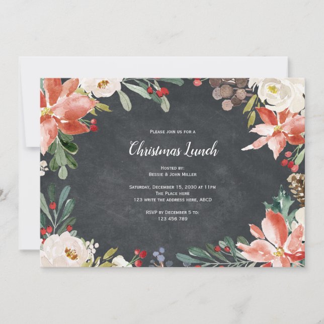 Invitation Vacances rustiques, Déjeuner de Noël ou Dîner (Devant)