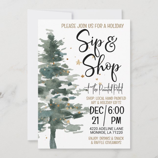 Invitation Vacances Sip and Shop (Devant)