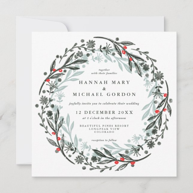 Invitation Vacances verdure moderne avec couronne  (Devant)