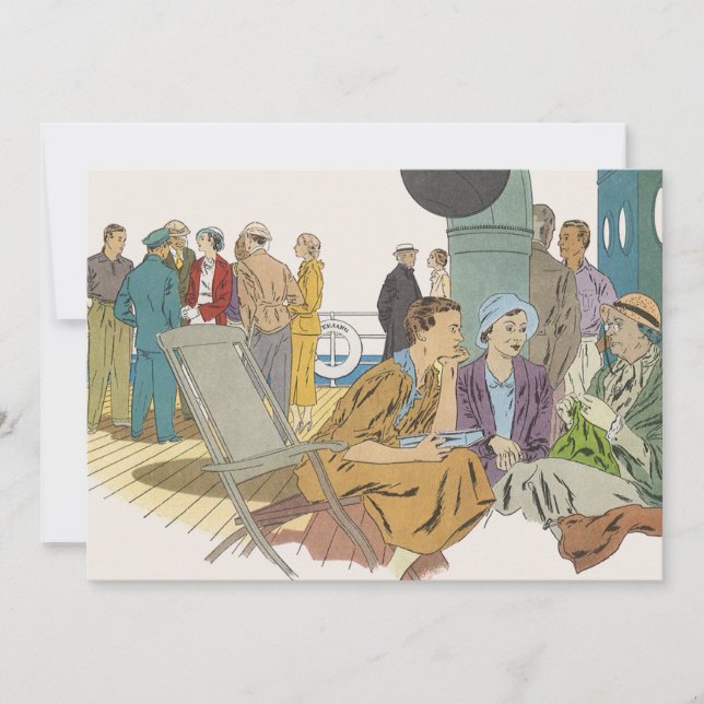 Invitation Vacances Vintage, Passagers Bateau de Croisière su (Devant)