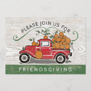 Invitation Vacances vintages de citrouille de camion pick-up