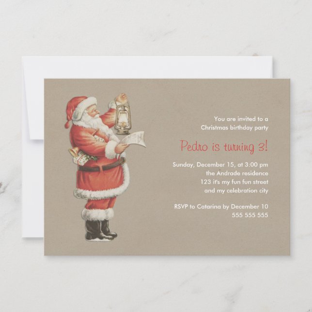 Invitation Vacances vintages de Père Noël de fête (Devant)