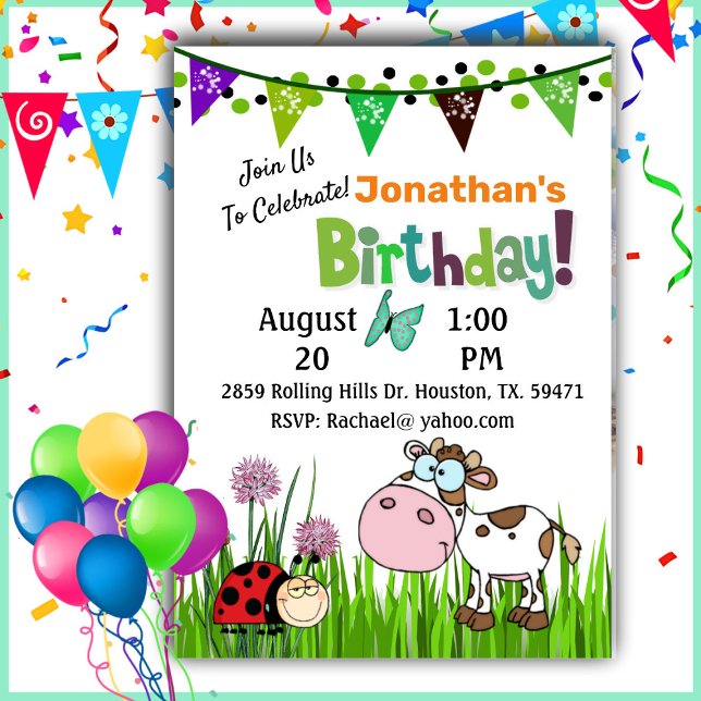 Invitation Vache À L'Anniversaire De La Ferme (Créateur téléchargé)