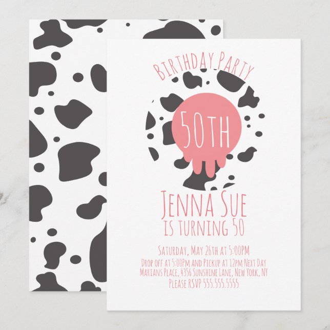 Invitation Vache Anniversaire Poster de animal Motif Adulte (Devant / Derrière)