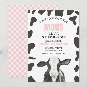 Invitation Vache Avez-vous entendu Moos rose Plaid Anniversai
