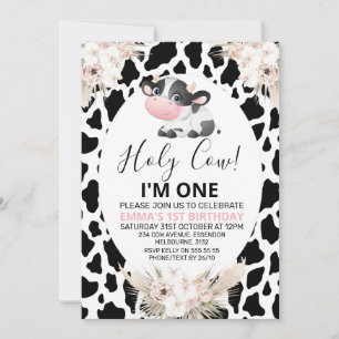 Invitation Vache blanche noire Imprimer Vache blanche Anniver