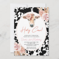 Vache blanche noire rose florale Imprimer Annivers