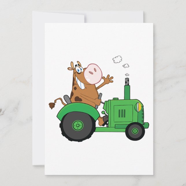 Invitation Vache conduisant un tracteur (Devant)