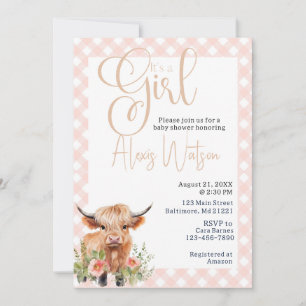 Invitation Vache de haute terre fleurie et baby shower en vic