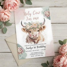 Vache des Highlands Bohème Aquarelle Premier Anniv