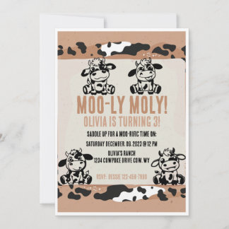 Invitation Vache drôle de ferme Veau Moo-ly Moly