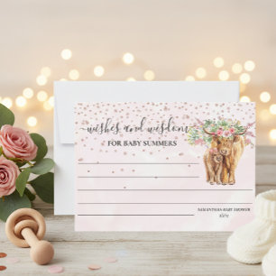 Invitation Vache Highland Baby shower rose veut la sagesse
