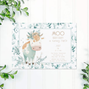 Invitation Vache Highland Bohème Deuxième Anniversaire