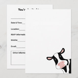 Invitation Vache, jolie vache, animal