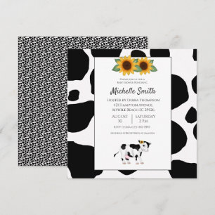 Invitation Vache mignonne Imprimer Tournesol Bébé Douche Invi