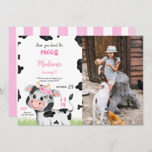 Invitation Vache mignonne modifiable Anniversaire Photo Invit