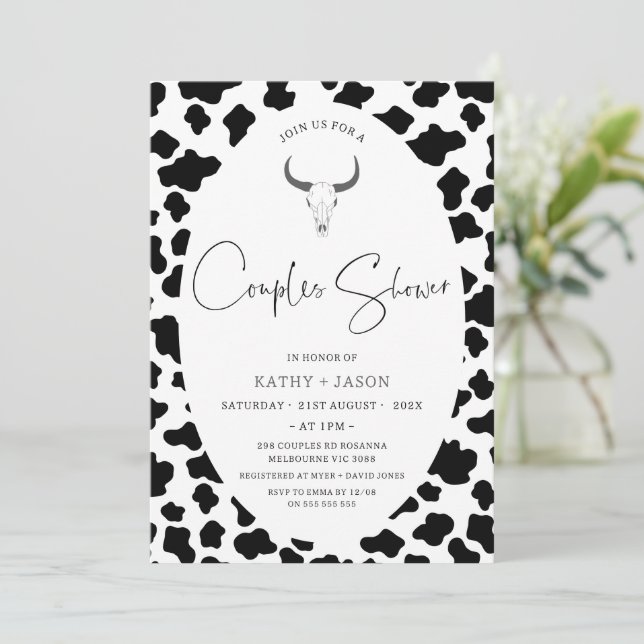 Invitation Vache moderne Imprimer Western Rodeo Couples Douch (Debout devant)