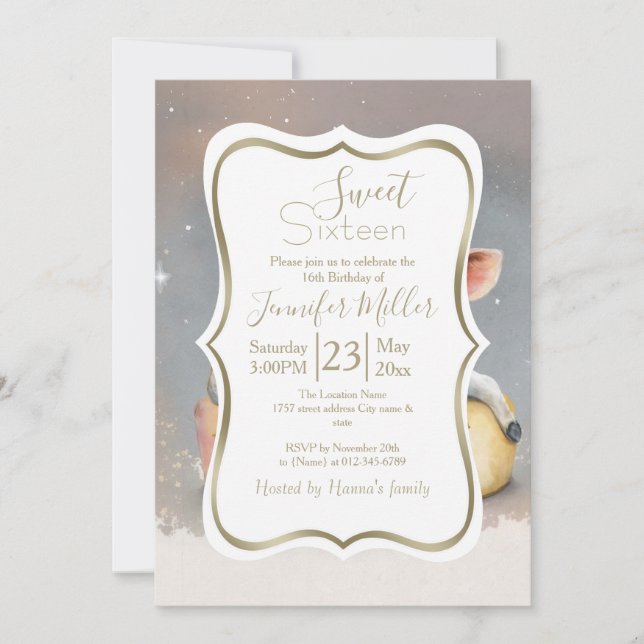 Invitation Vache royale rêvant sur le trône du fromage (Devant)