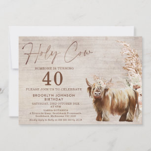 Invitation Vache rustique Highland Holy Cow 40th Birthday