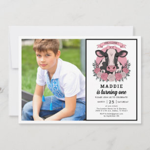 Invitation Vache sacrée, j'ai une cowgirl qui fête son 1er an
