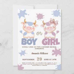Invitation Vache sacrée révélation du sexe rose bleu